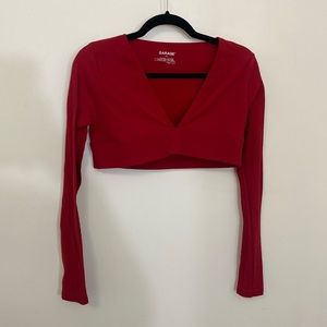 SEAMLESS DEEP PLUNGE LONG SLEEVE TEE
